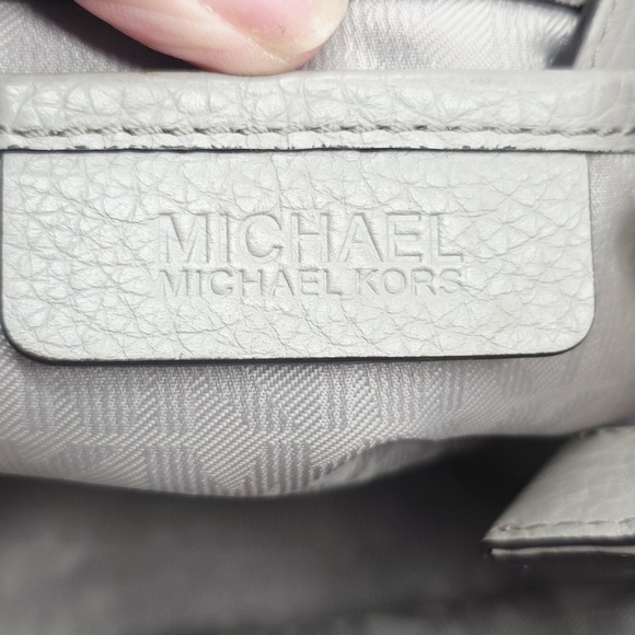 Michael Michael Kors Junie Satchel Bag Womens Medium Gray Leather Handle Purse - Picture 12 of 13